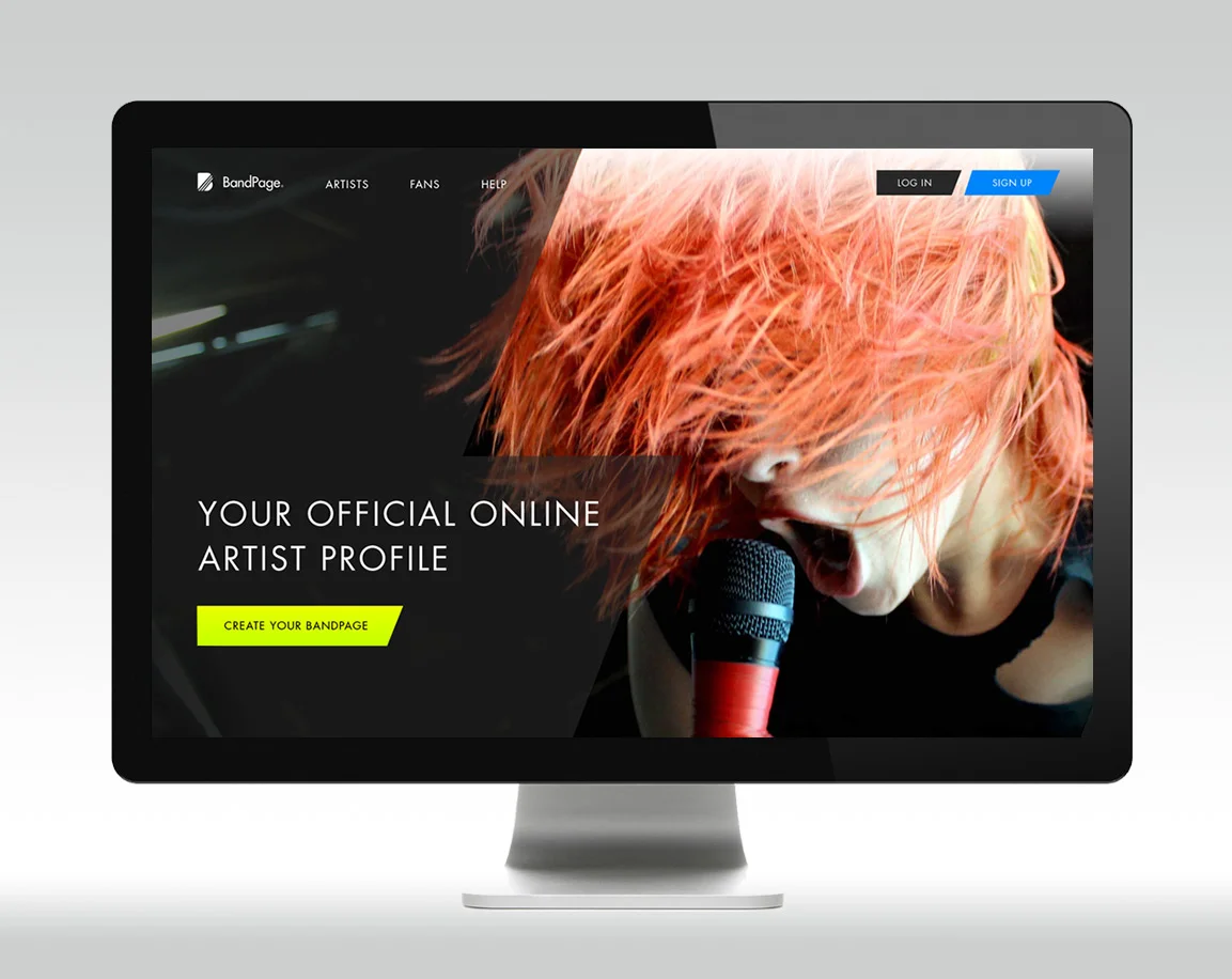 Homepage redesign - focus on powerful imagery representing live performance, egdy graphical style and sparse approach to copywriting in a bold, direct tone.