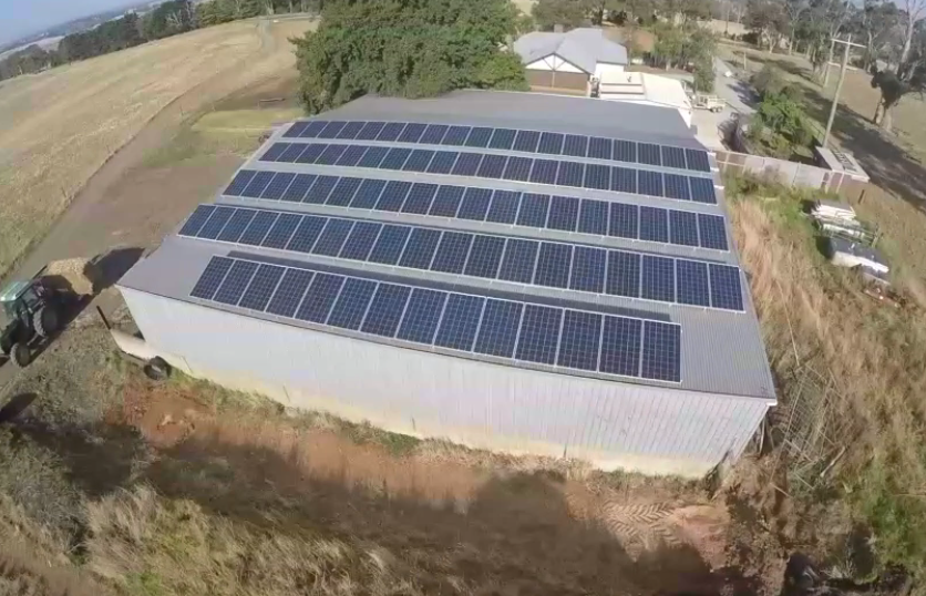 The 22.5kw of west facing panels on the hayshed