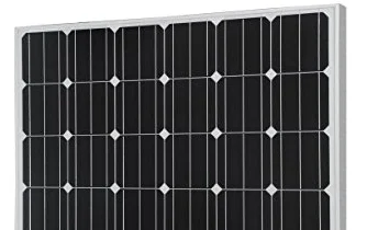 Typical monocrystalline solar panel with the distinct diamond pattery between the dark cells