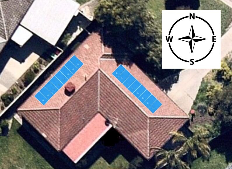 屋顶的尺寸，角度和太阳能电池板的方向是重要的。