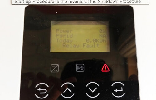 Solar inverter not working due to a relay fault detected