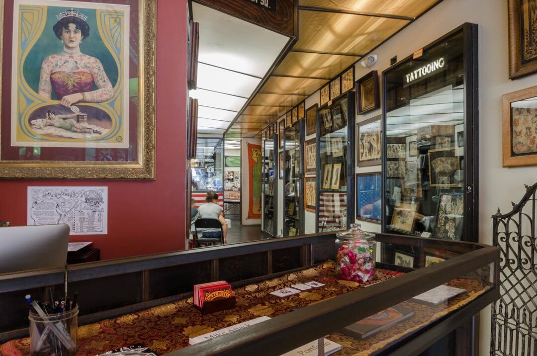 Custom metalwork for @DaredevilTattoo: reception desk and museum display cases made with bulletproof glass to showcase a collection of world class tattoo artifacts.⁠⠀
⁠⠀
#tattoo #artists #custom #metalwork #fabrication #Steel #NYC