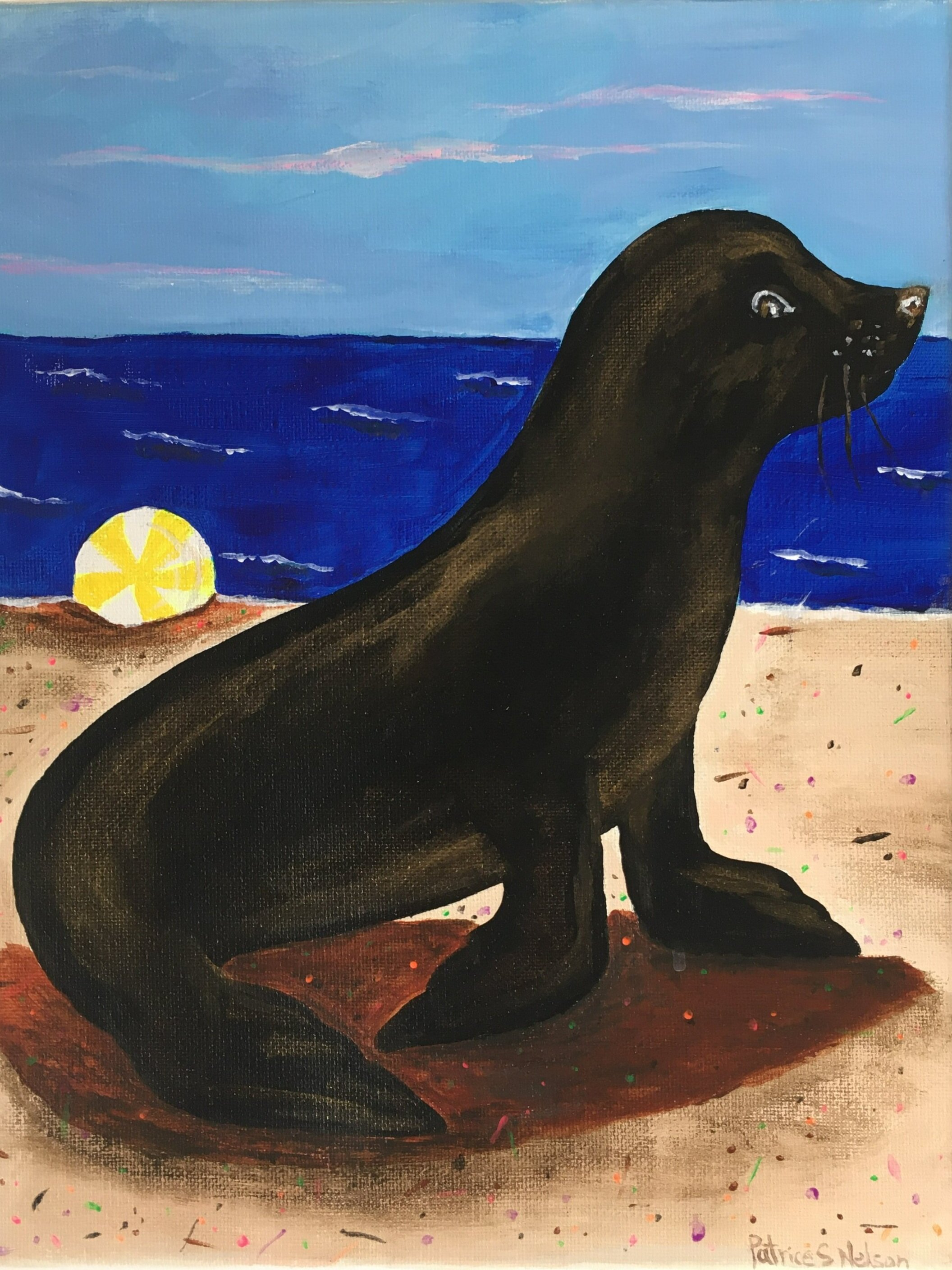 Seal With Yellow Ball  14" x 11"  