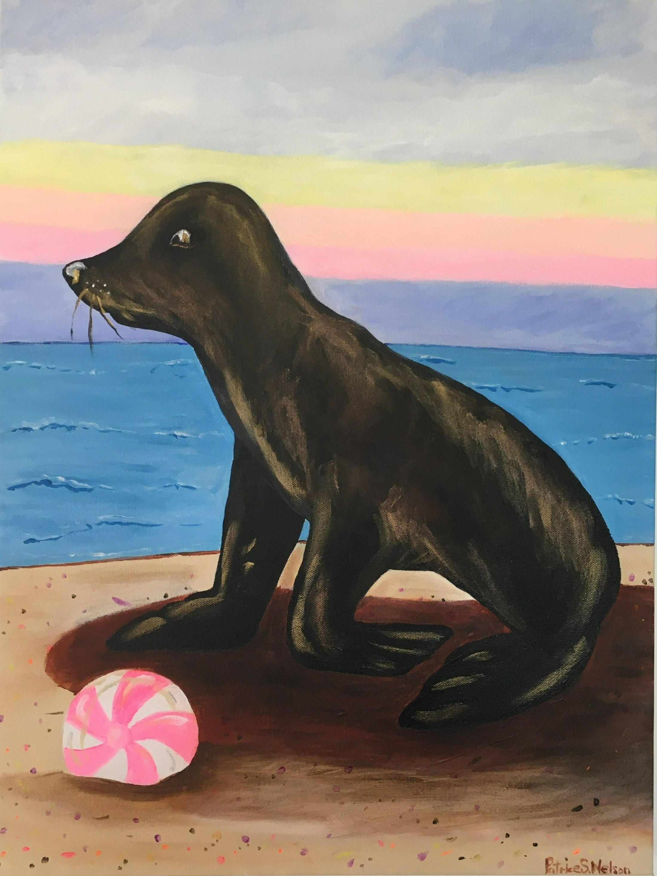 Seal with Pink Ball  24" x 18"  