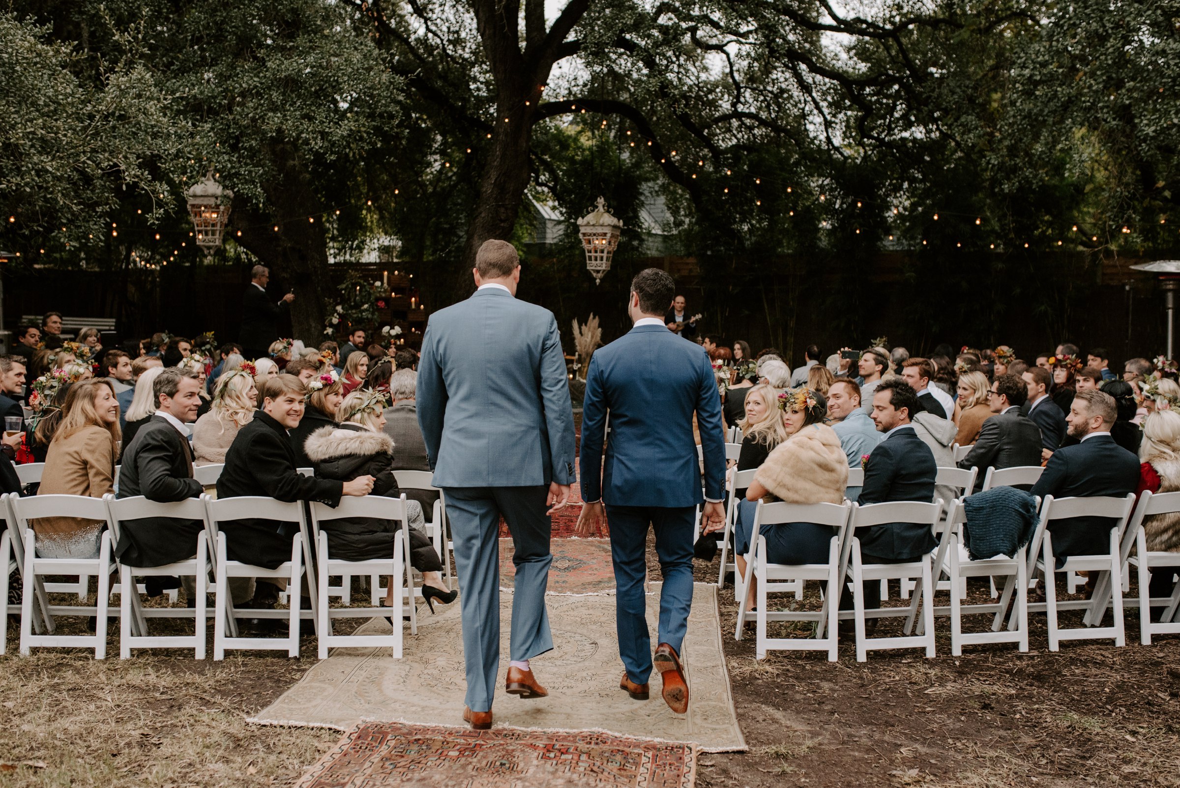  groom walking down the aisle wedding ceremony vuka collective austin texas 
