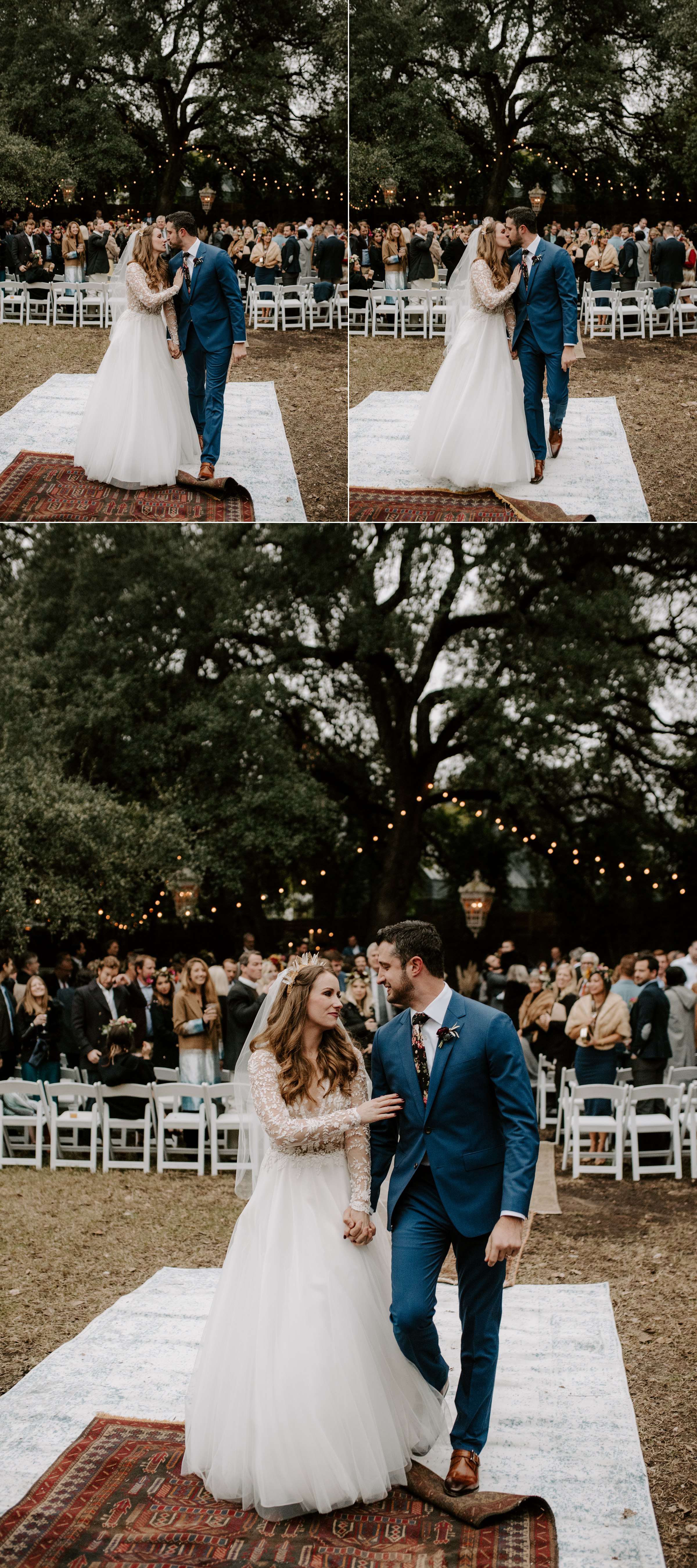  bride groom recessional wedding ceremony backyard vuka collective austin texas 