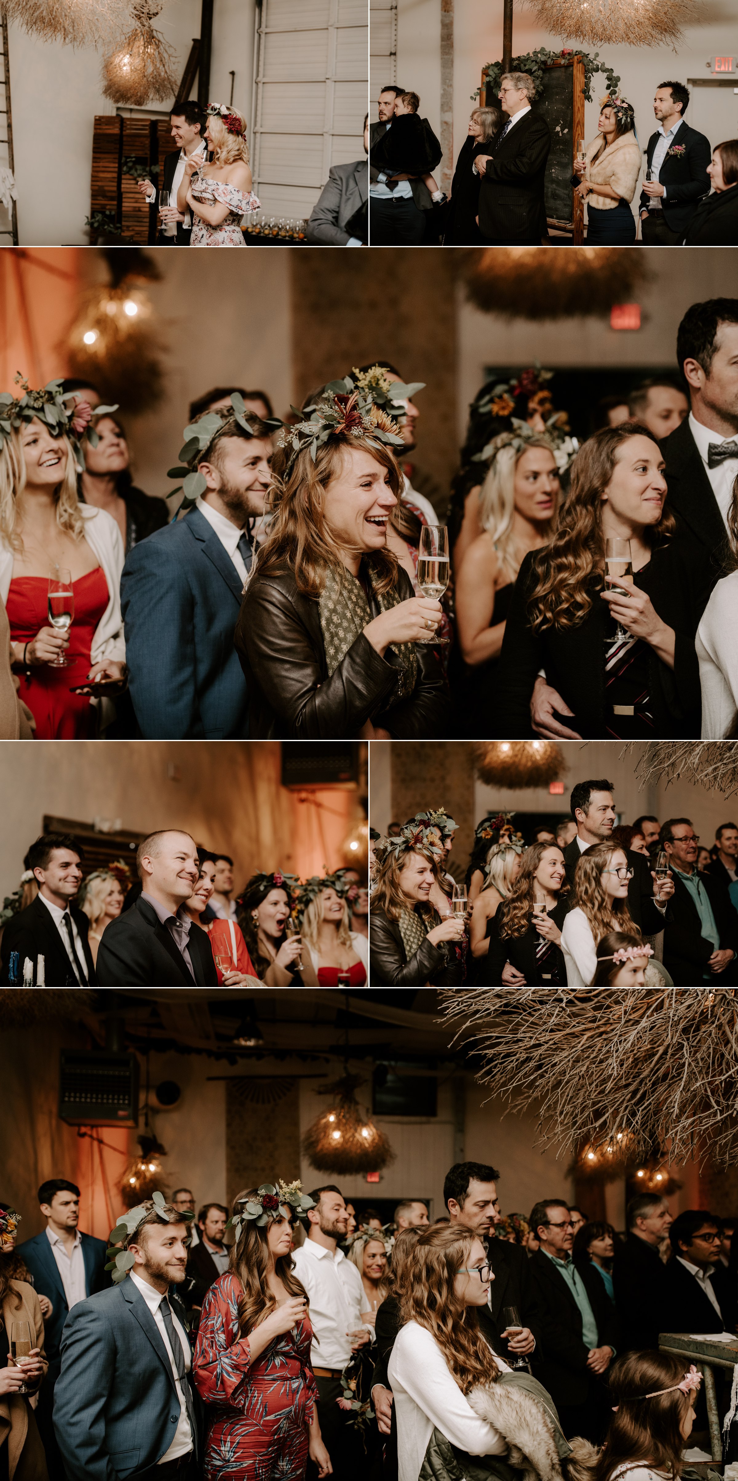  guests watching bride groom dancing inside vuka collective austin texas wedding 