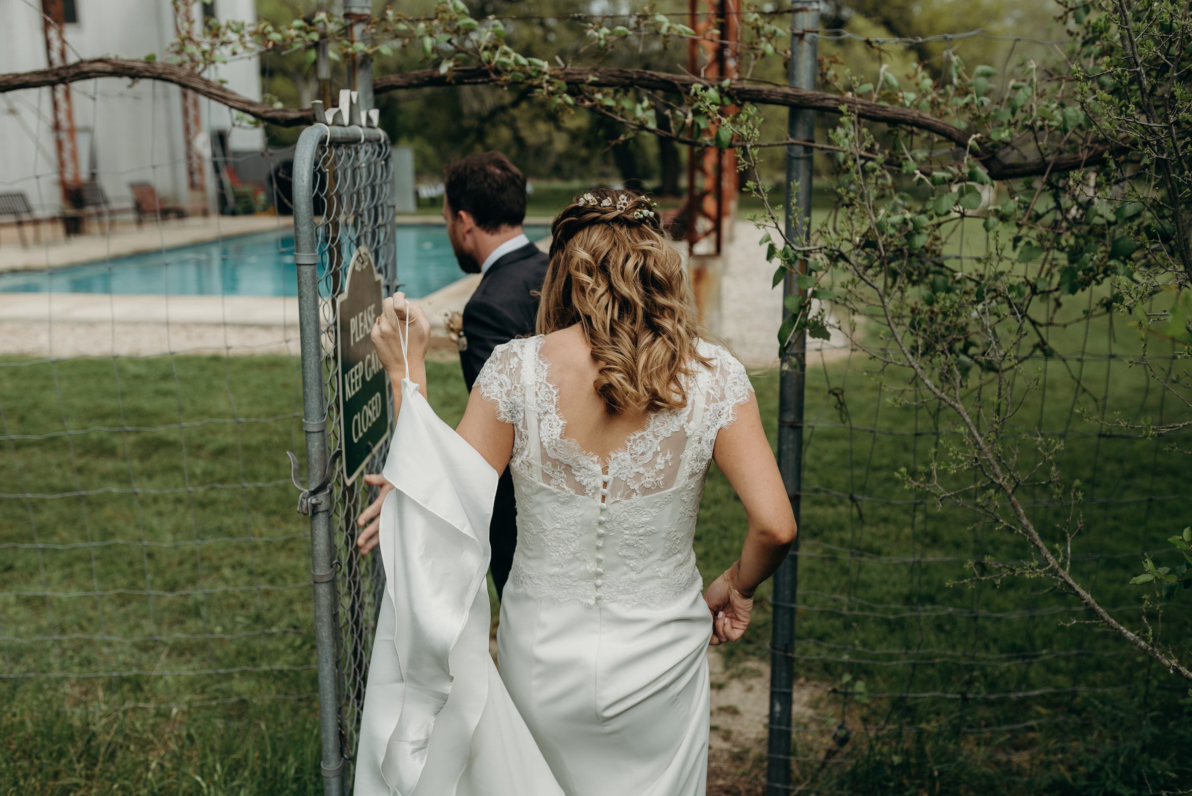  bride walking plant at kyle wedding venue austin texas 