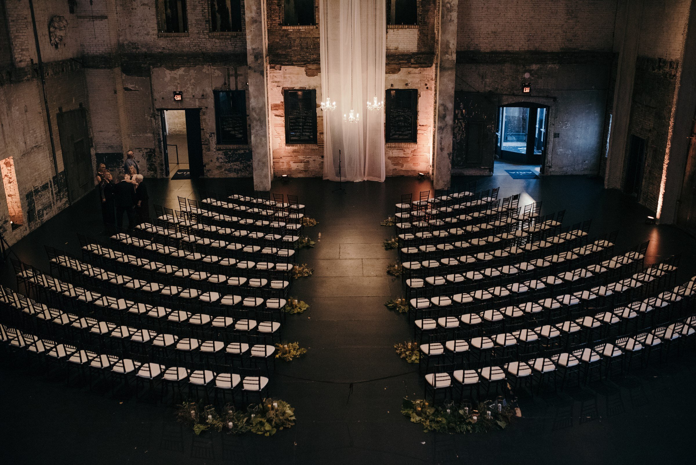  ceremony space details of aria minneapolis historic industrial warehouse wedding venue 