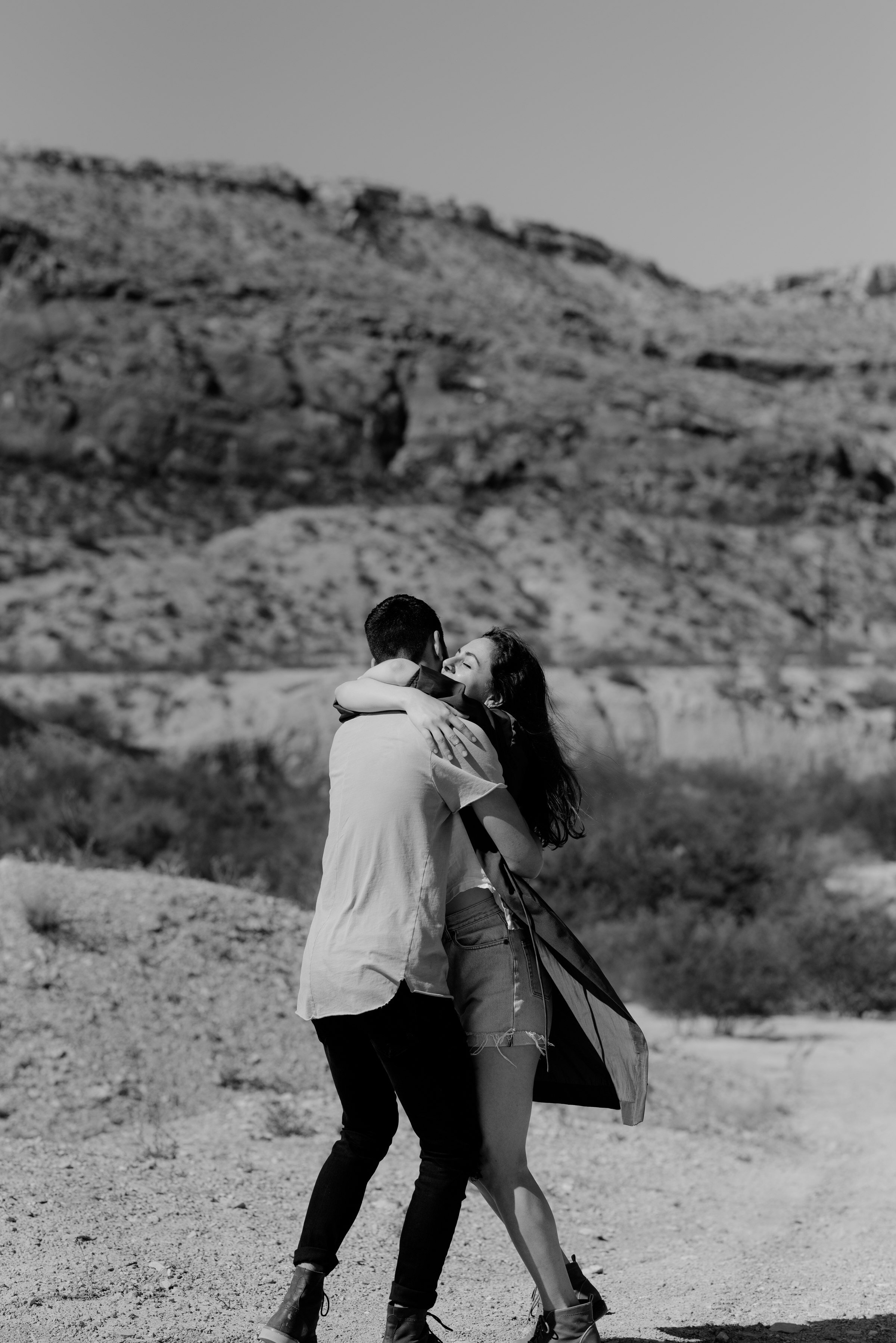  couple hugging in desert terlingua west texas big bend couples session 