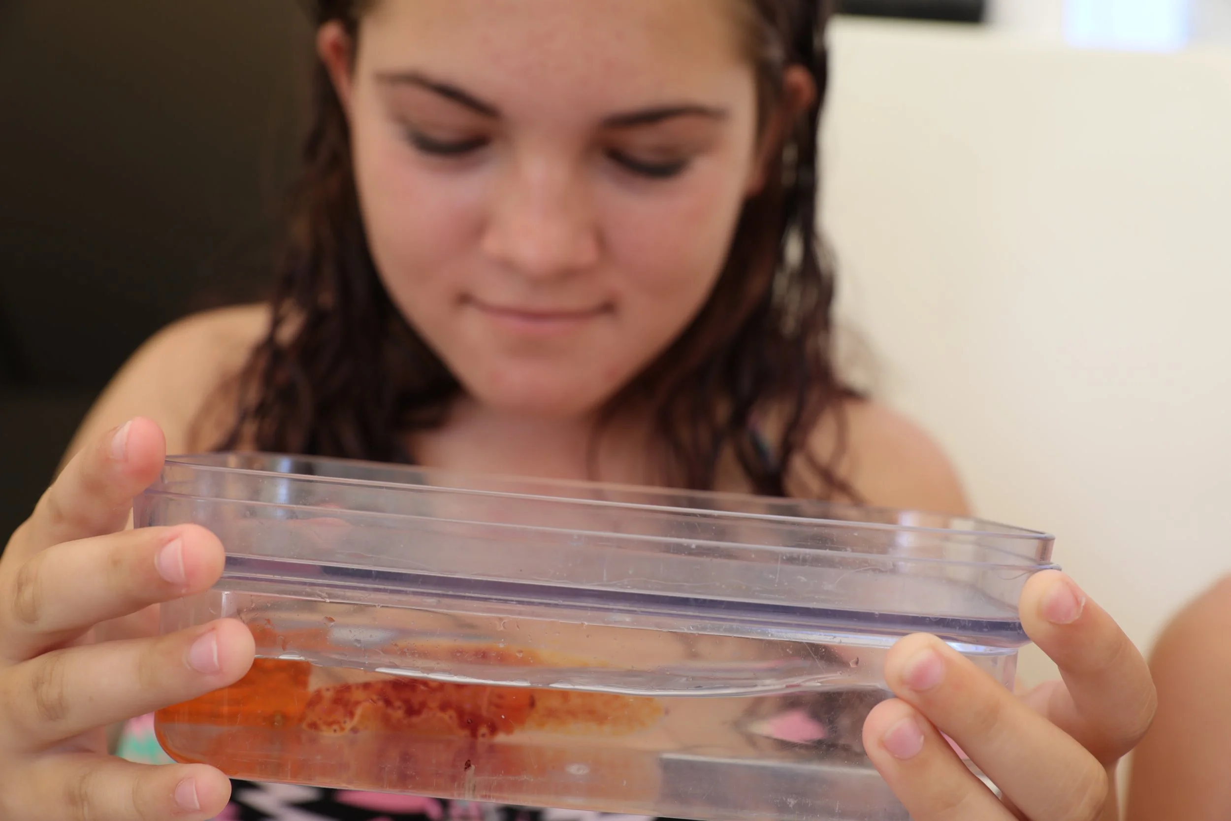 A young Parkdale student meeting a local from Rickett's Point Marine Sanctuary.