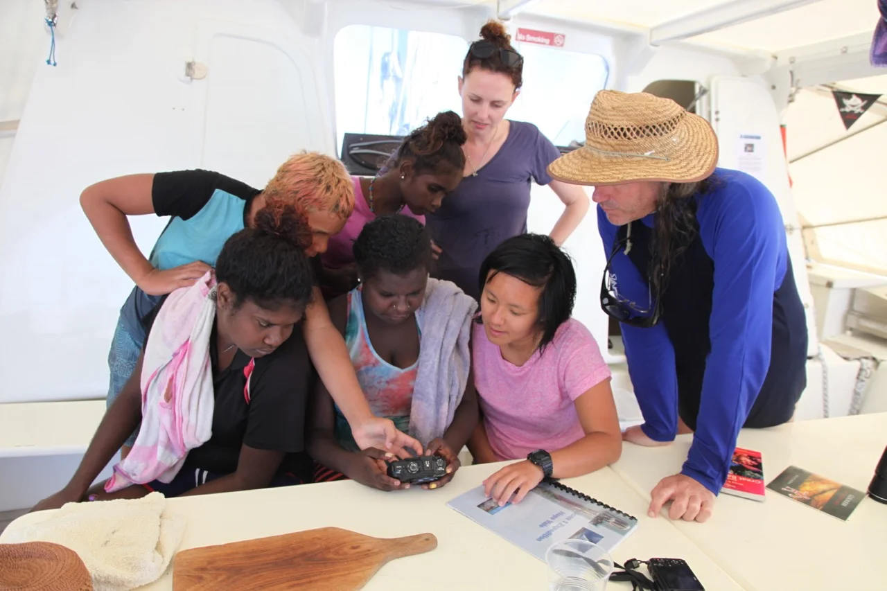 The pictures we took at Egret Reef were taken before the latest bleaching event. We hope to travel to this reef again off Cooktown though I am afraid we will be introducing young Guggu Yimithirr people to the realities of coral bleaching.