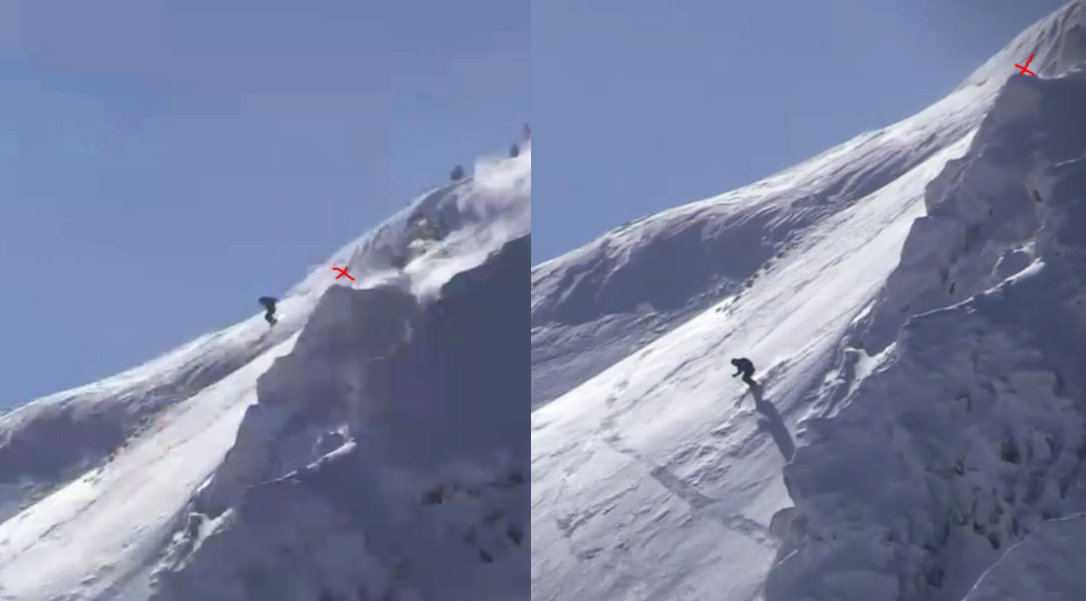 This is a screen grab of my first cliff, unfortunately the live feed controller switched cameras too late and mostly missed it, it is pretty hard to make out in the video. 