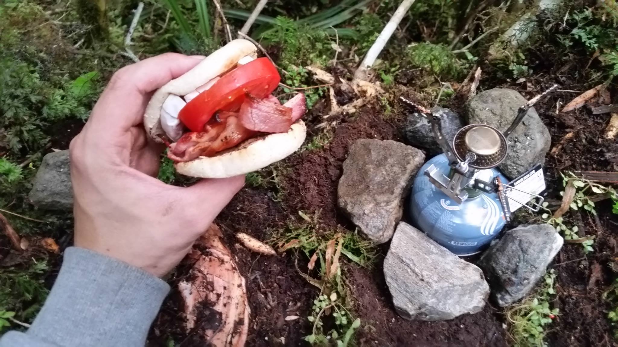 Day mission bush lunch on the west coast - Brie, Bacon, Tomato on English Muffin Photo: Julius Brash