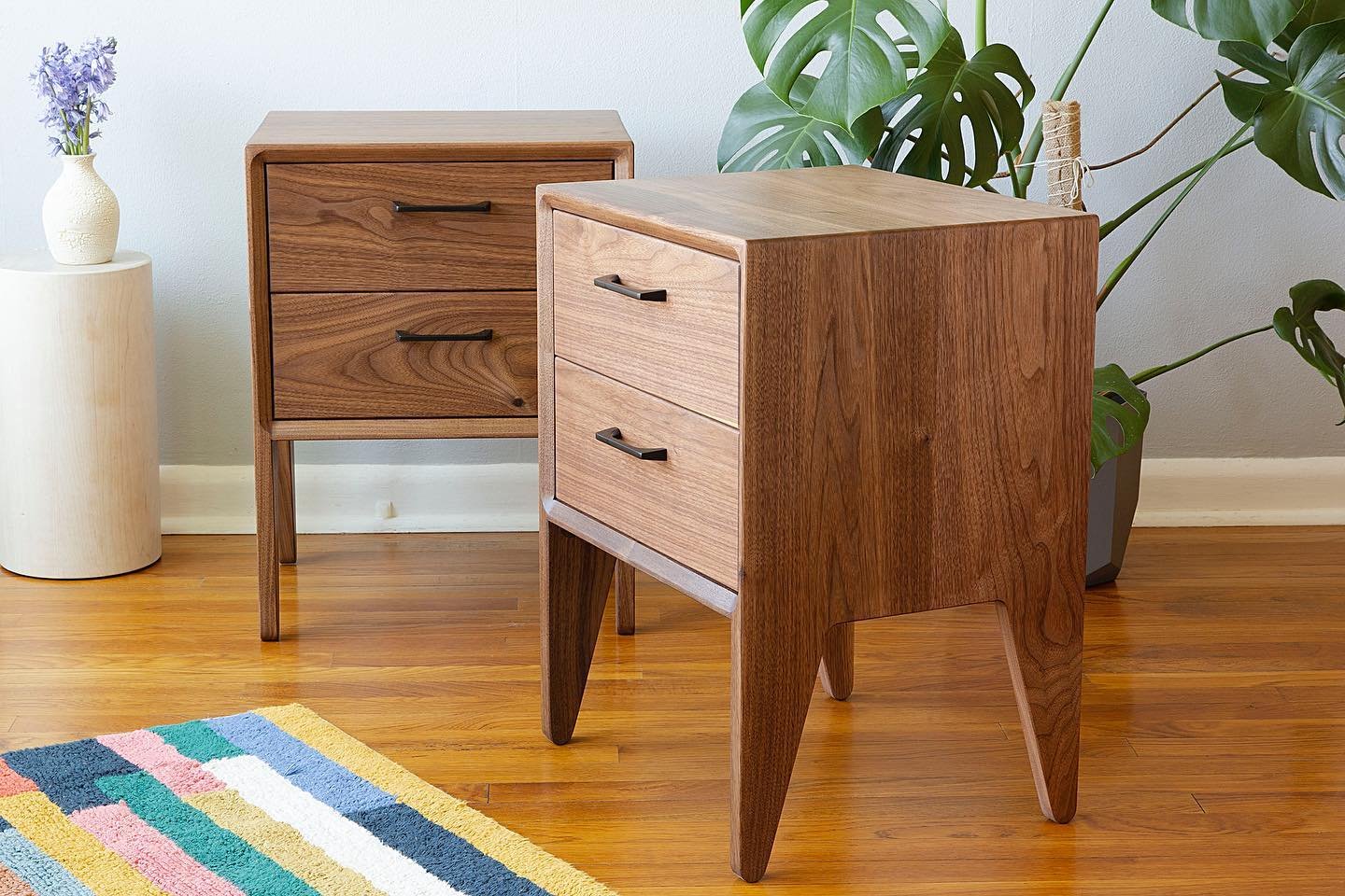 Checkout the latest iteration of our bedside tables, The Willard Nightstand! Designed to match our popular Willard Bed Frame, they carry forward details like mitered case construction for a continuous &ldquo;waterfall&rdquo; grain wrap cabinet, and a