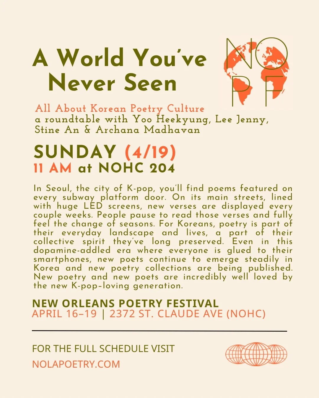 A World You’ve Never Seen: All About Korean Poetry Culture (NOPF Roundtable)