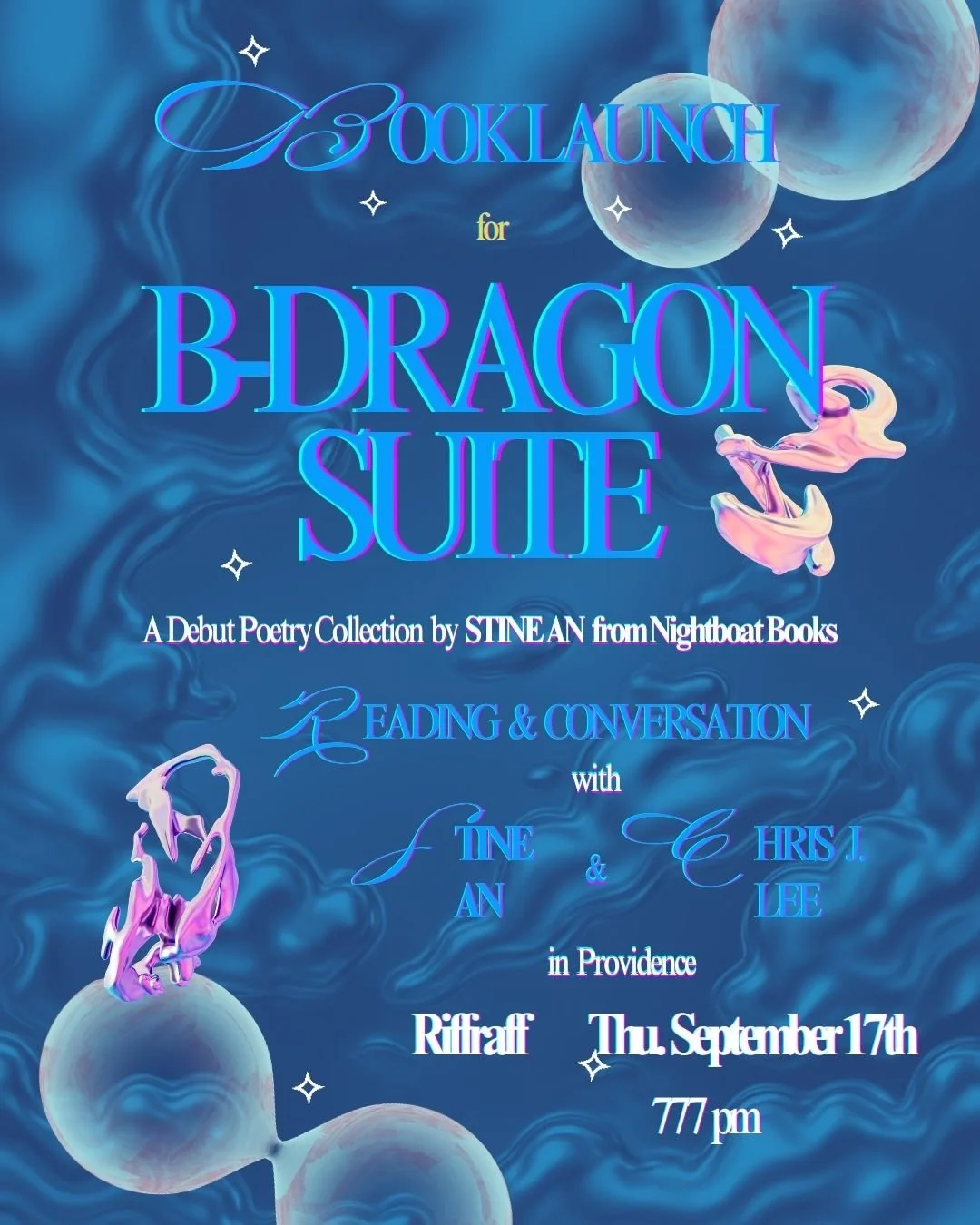 🐉 BOOK LAUNCH: Stine An reading from B-Dragon Suite, with Chris Lee