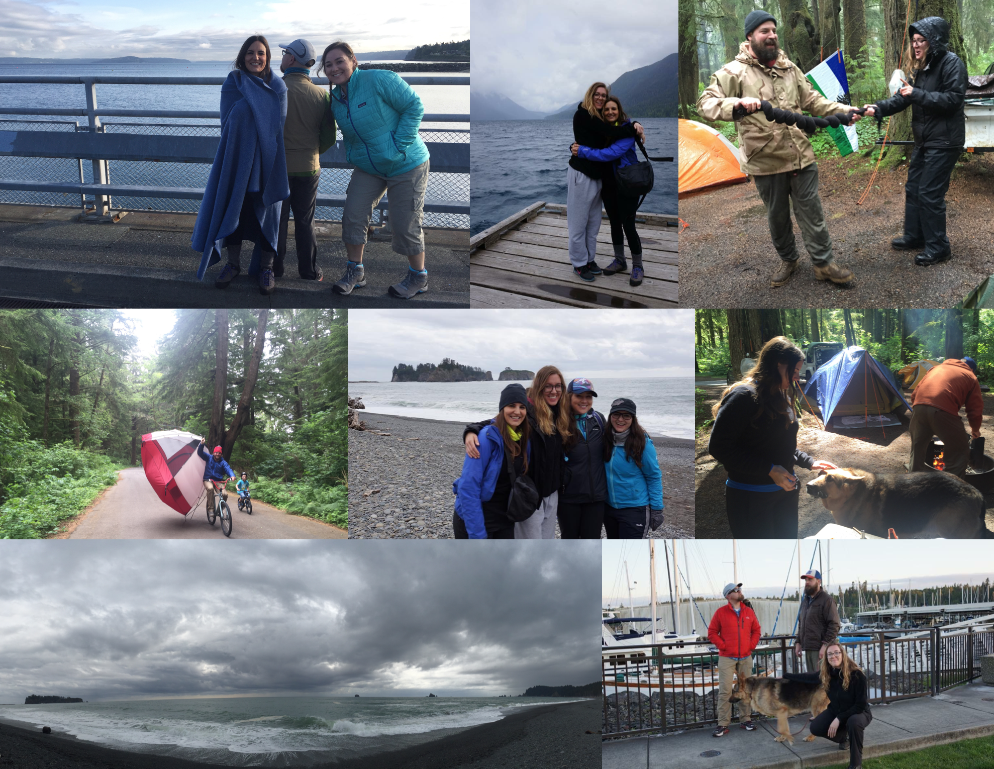 May: Best friend Tony Mike visited from New York; Liz visited from Dallas; camping on Washington's Olympic coast at Mora campground near Rialto Beach with Justin, Aaron, Liz, David, Gina, Daniel and Haley. 