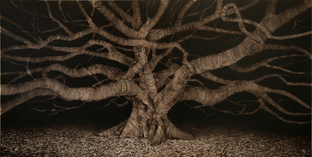 Night Fig with Claw, 2006. Oil on paper. 54cm x 100cm.