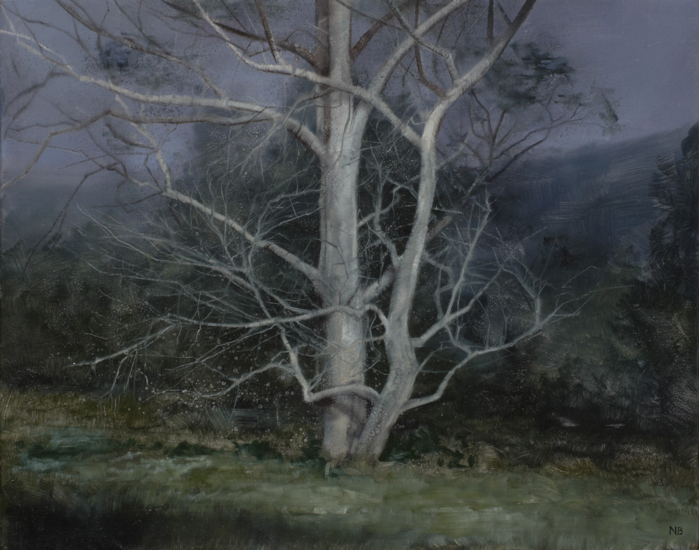 Tree, Storm, Sun, 2013. Oil on canvas. 26cm x 32cm.