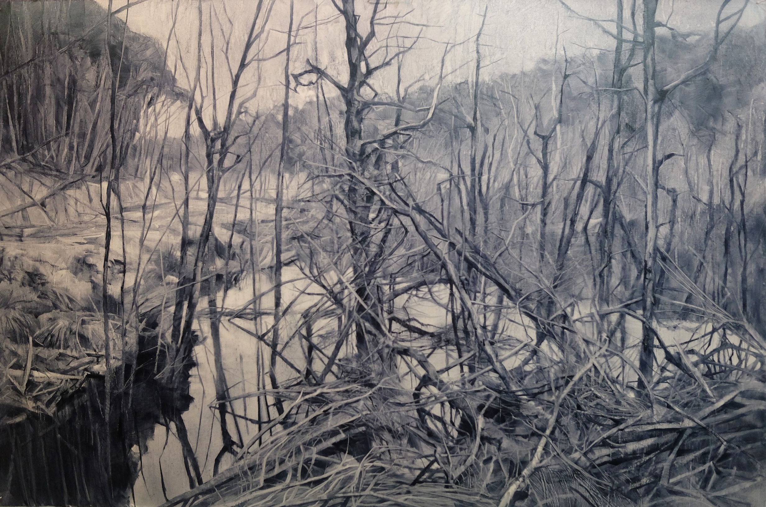 A disappearing place, oil sketch on 640gsm paper, 50cmx75cm