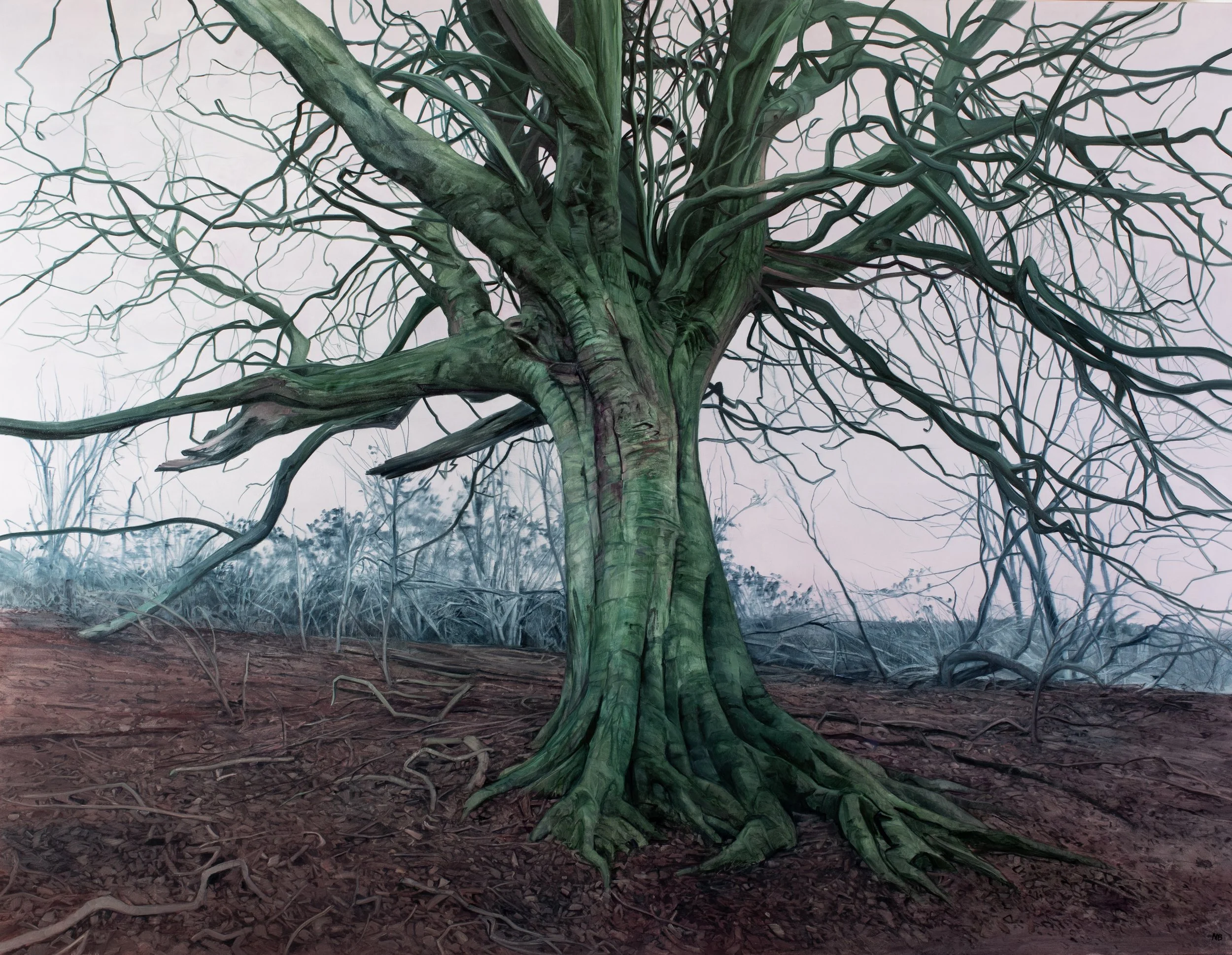Winter field boundary, 160cmx204cm,oil on canvas,2022