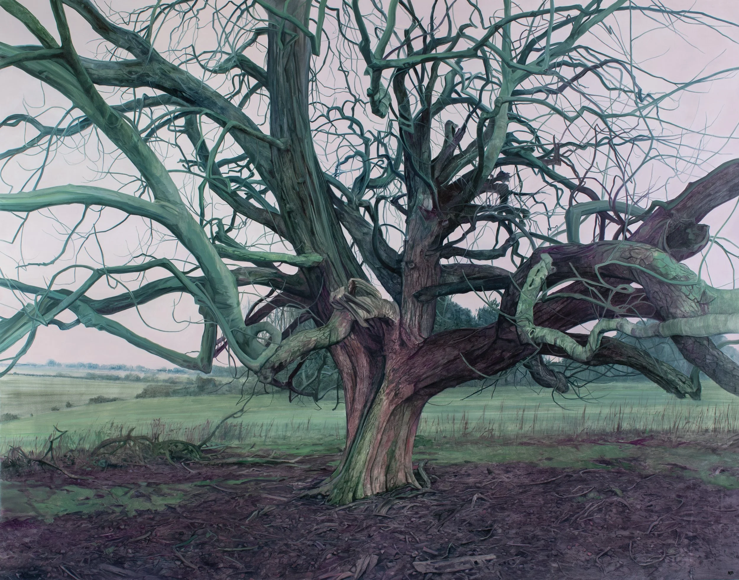 Winter field boundary, 160cmx204cm,oil on canvas,2022