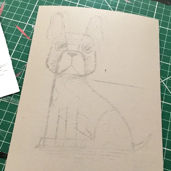 Original drawing transferred using the back rubbing method