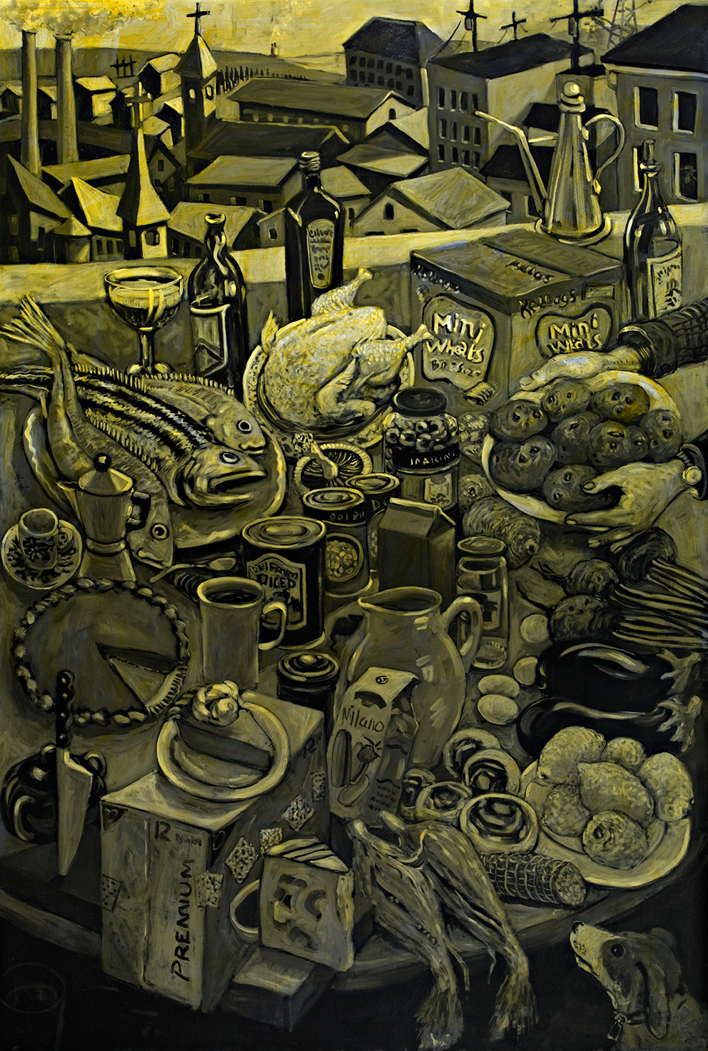 Still Life with Fish oil on canvas 4 x 6 ft