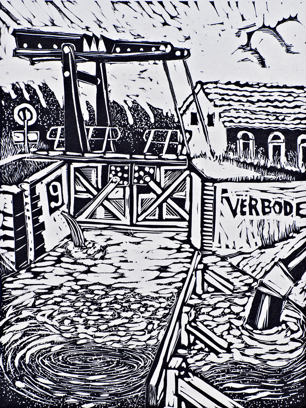 Verboden block print 16 x 12
