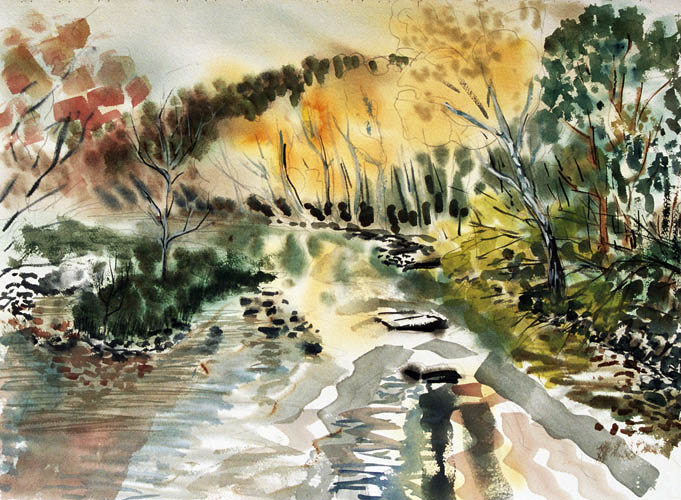 Autumn Creek watercolor 22 x 30