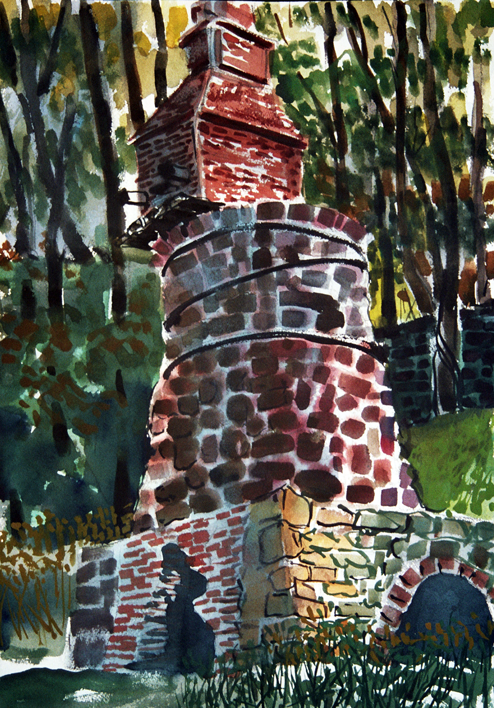 Codorus Furnace Sunset watercolor 30 x 22