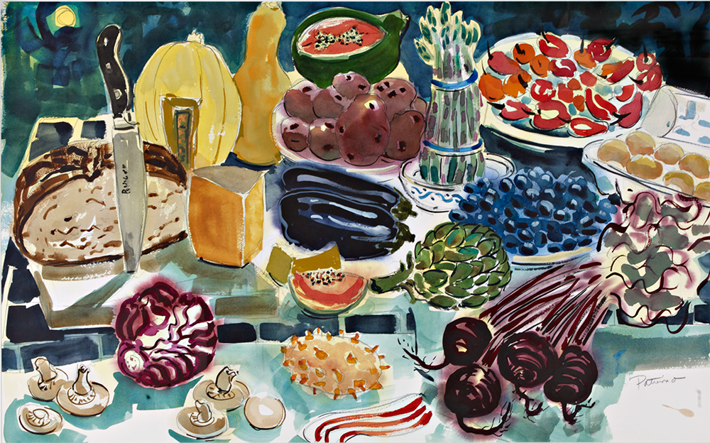Still Life with Grapes watercolor 30 x 40