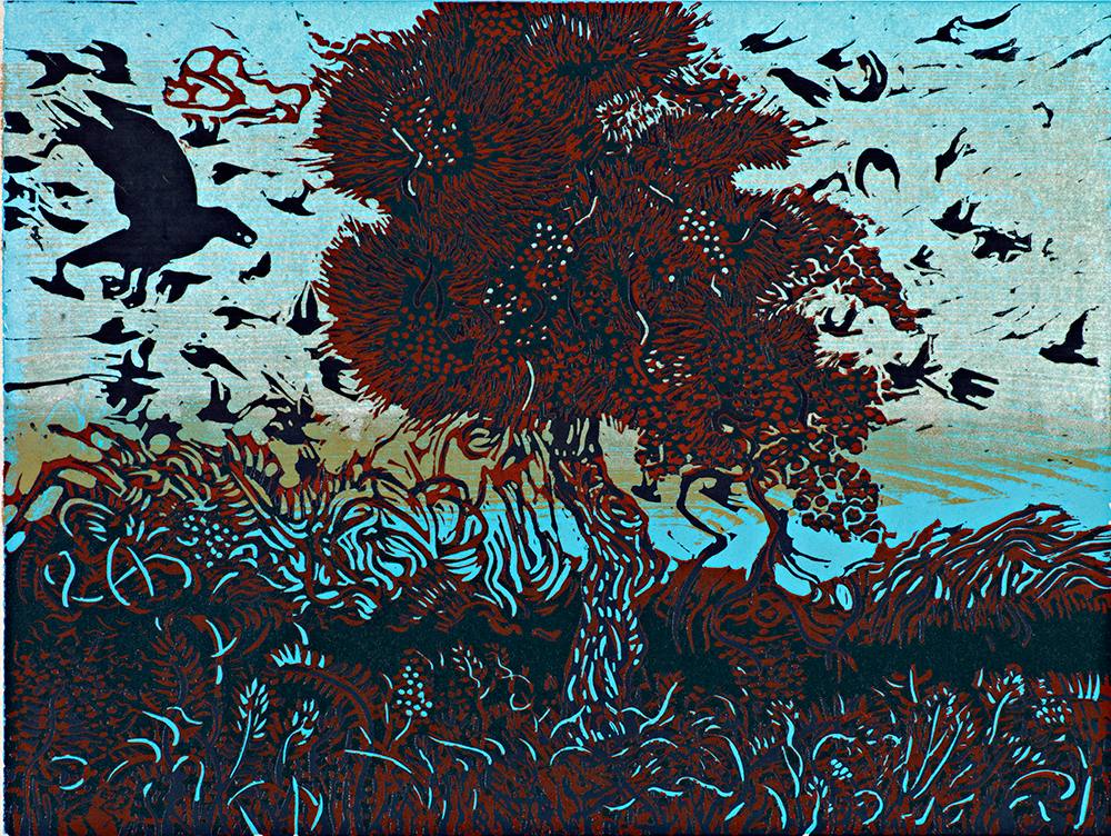 Murder of Crows relief 12 x 16