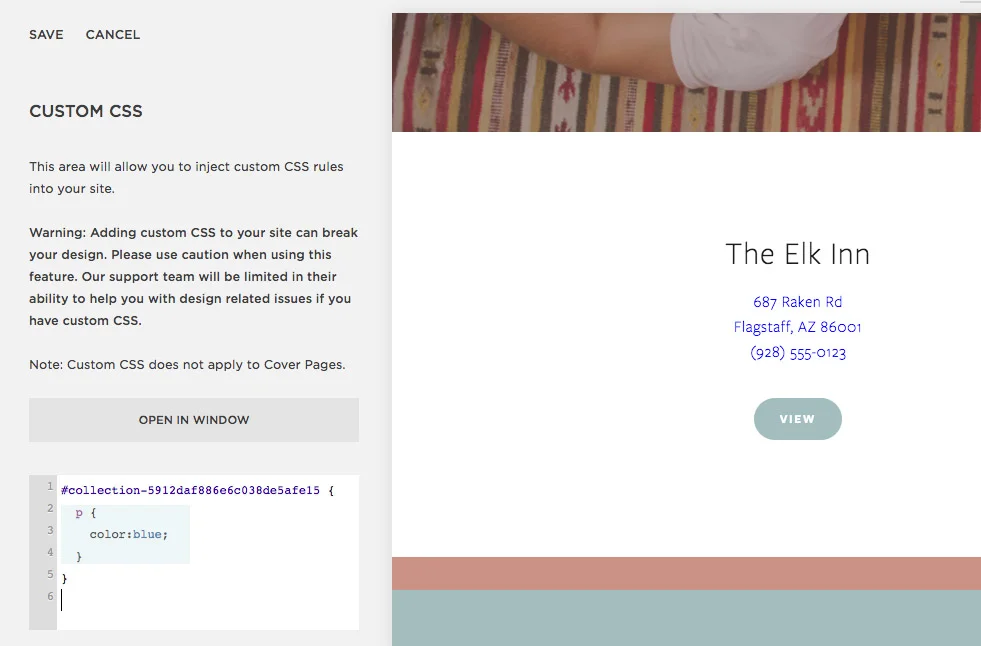 Collection ID and braces added around the original CSS