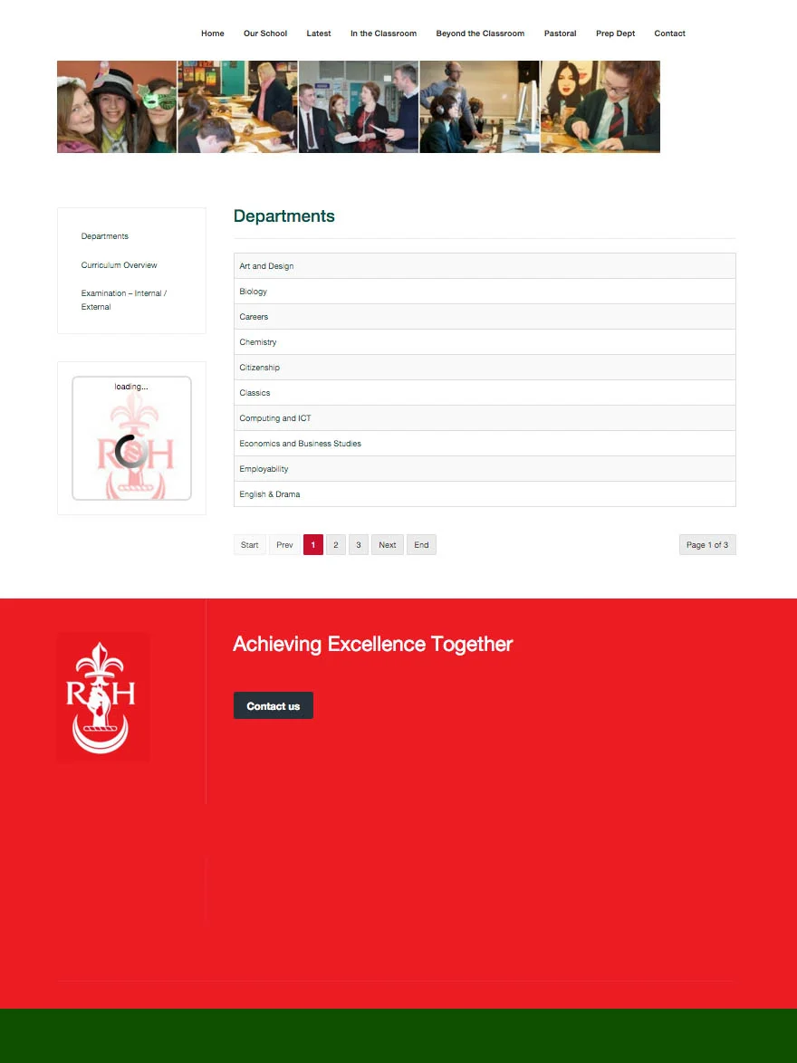 Their old Departments page