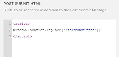 Post Submit HTML box showing the code