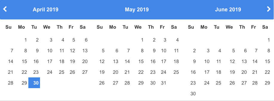 Datepicker showing three months ahead
