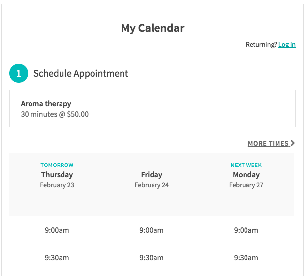 Acuity Scheduler on a Squarespace website