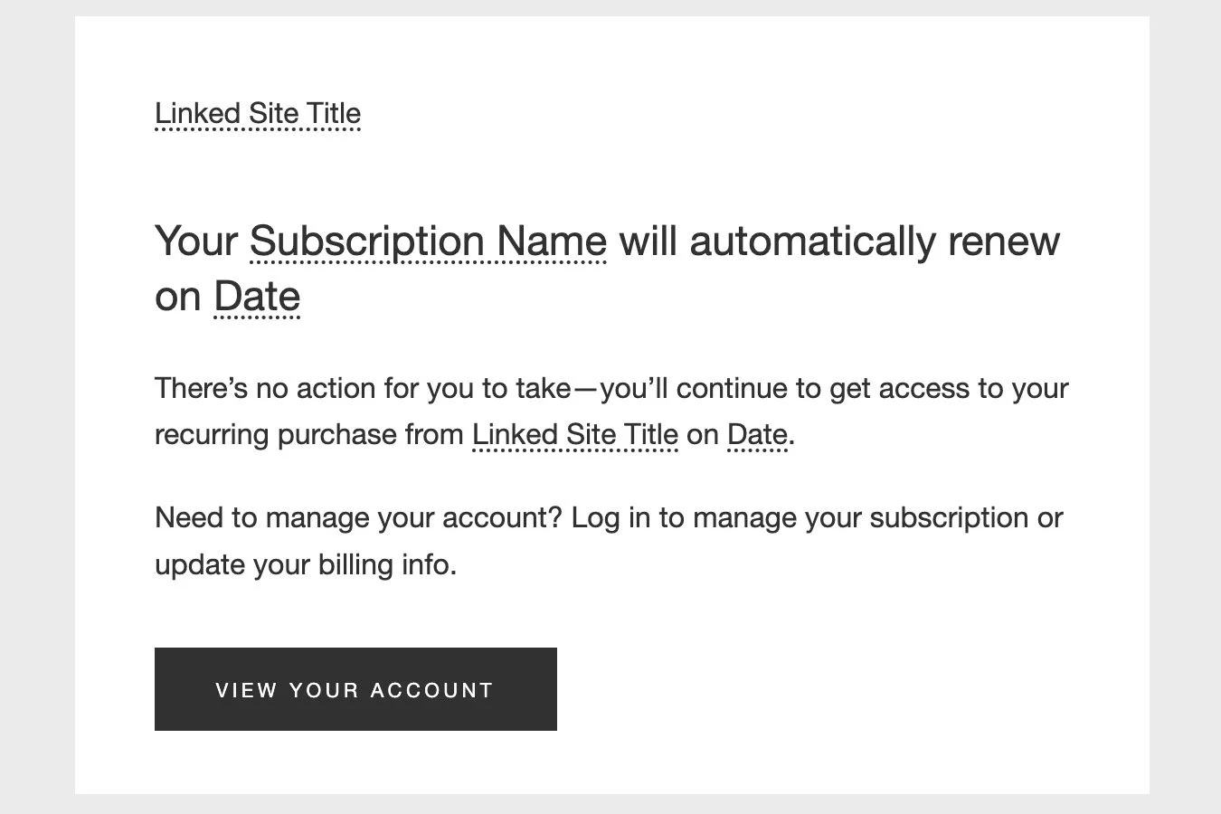 Subscription product renewal notifications
