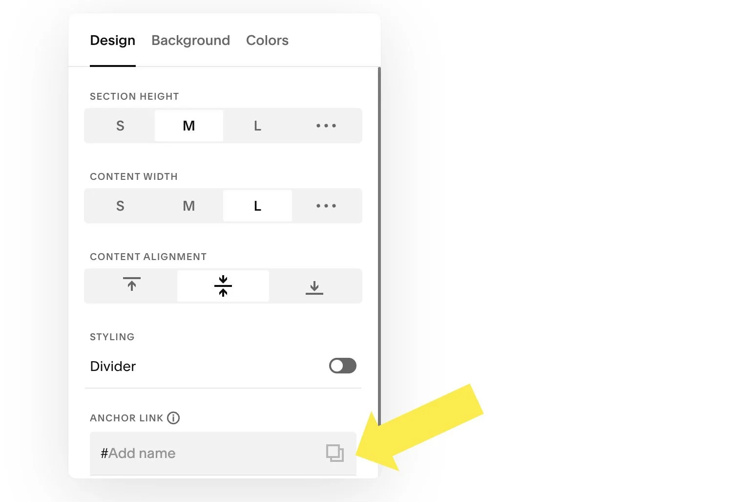 Anchor Links added to Page Sections