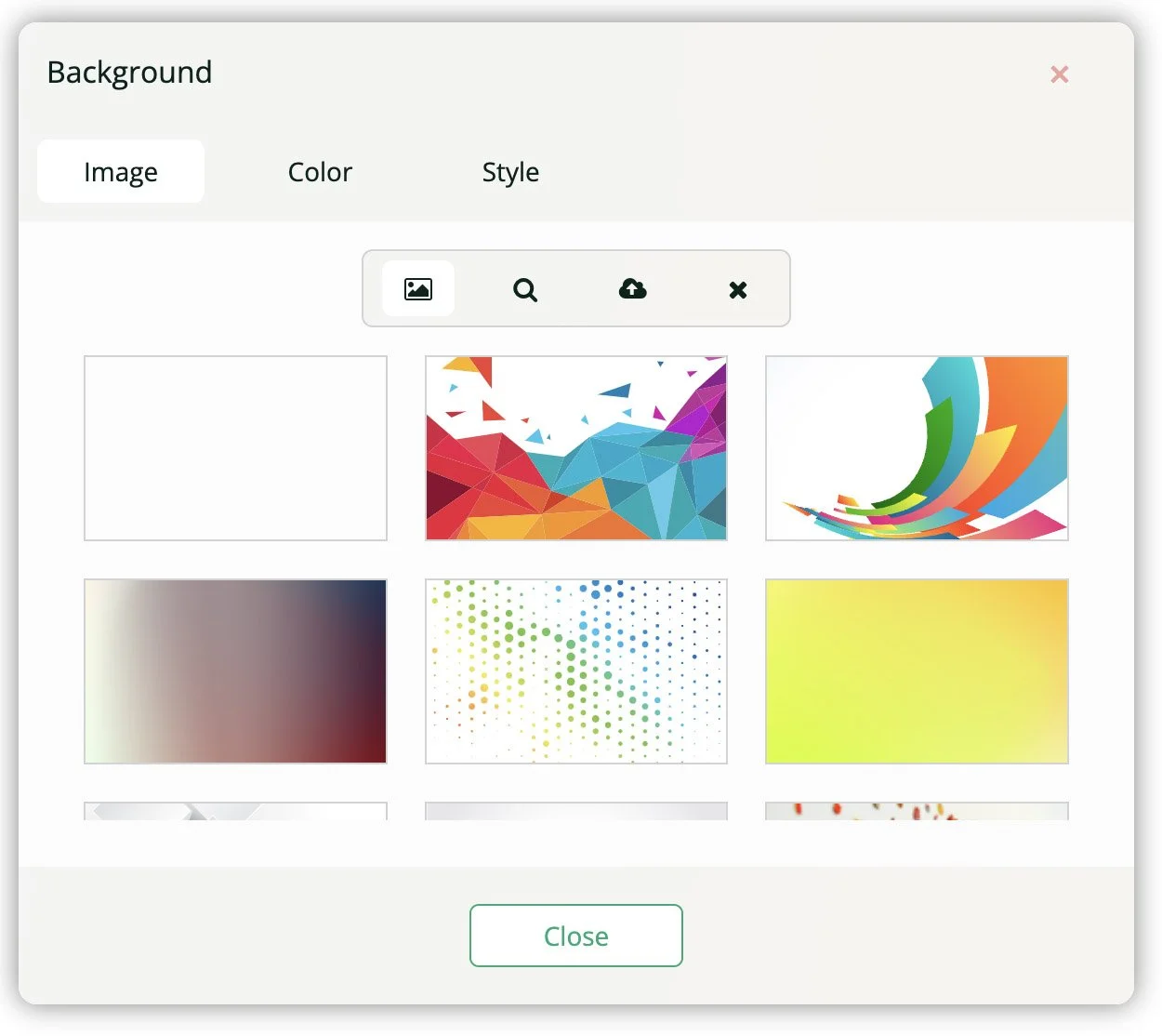Screenshot of background settings