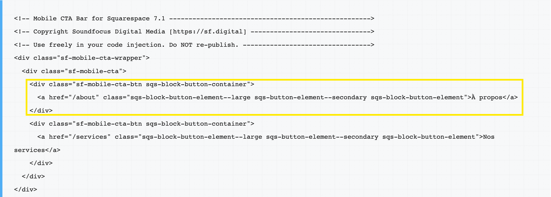 section of code to remove