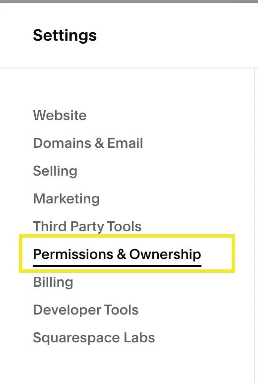 screenshot of the settings options