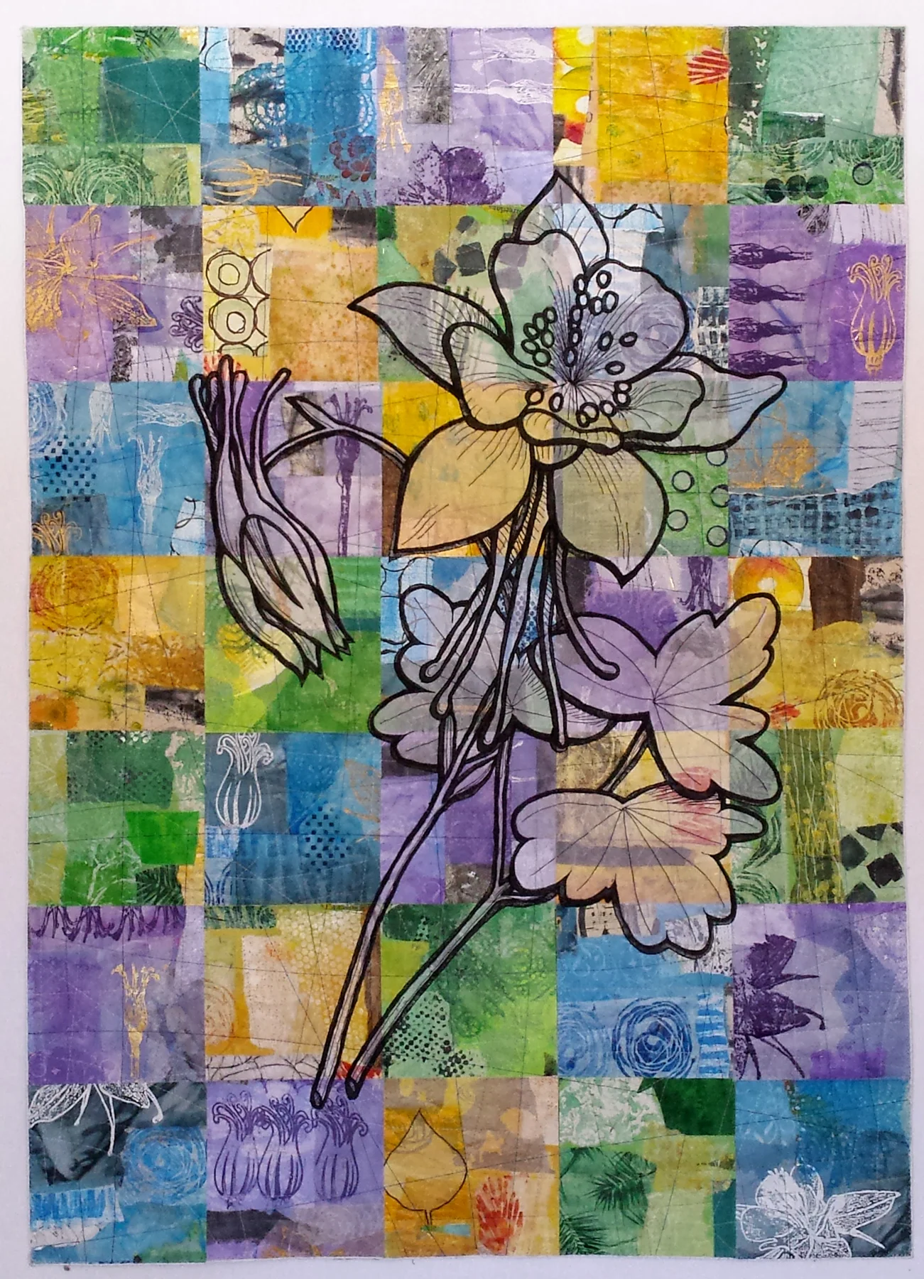 Colorado: Columbine 42" x 30" (columbine flowers, aspens and pines, mountain lakes, starry nights)