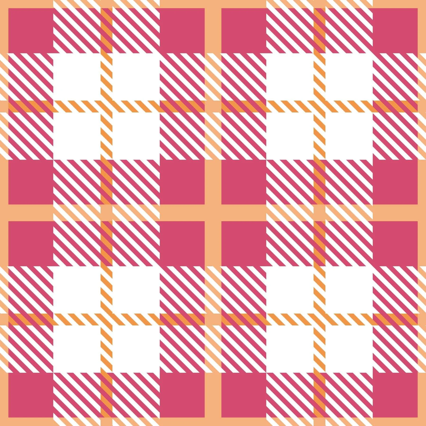 A pink, white, and peach plaid pattern.