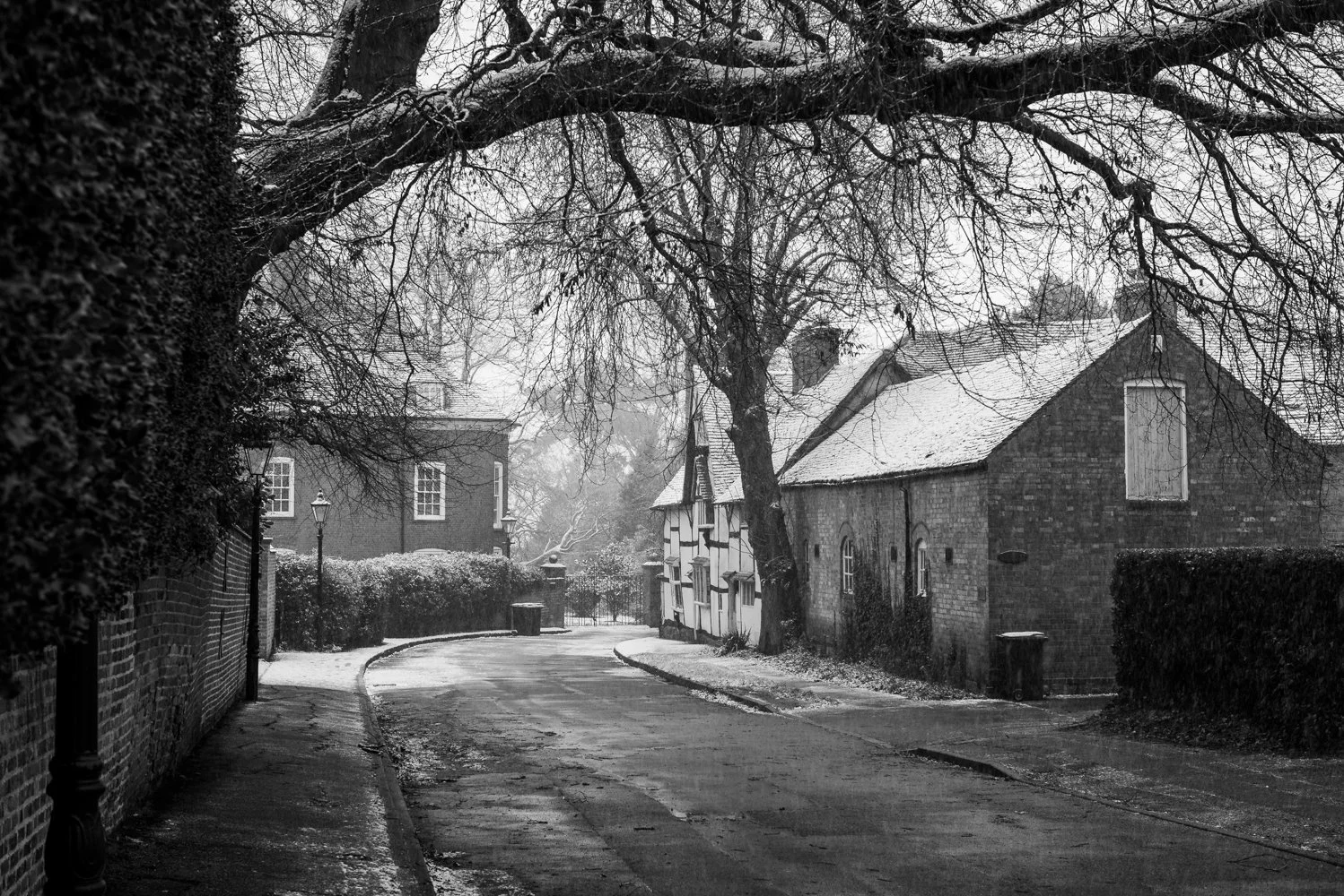 Aston Lane Snow B&W