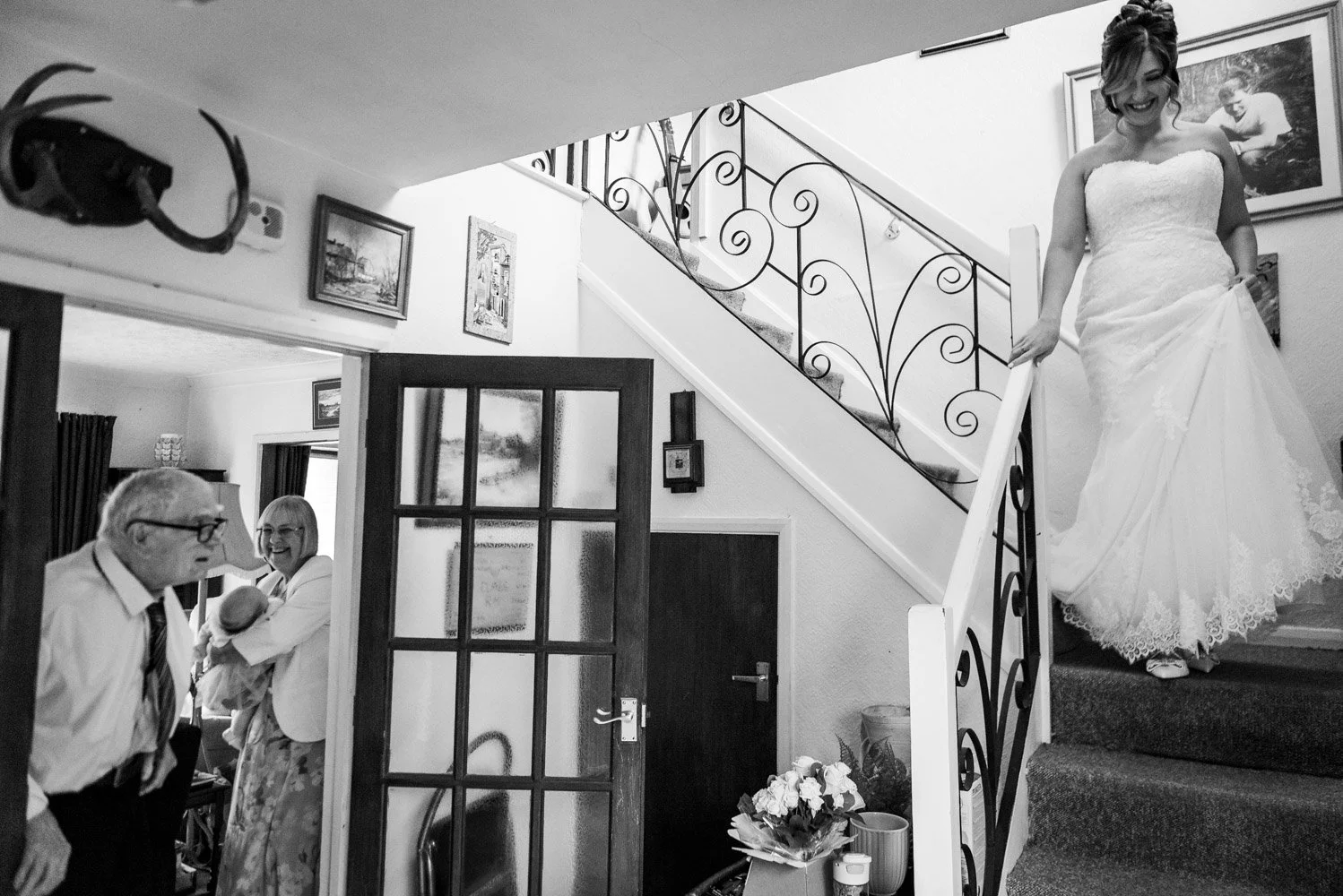 Bride and Father First Look in Wedding Dress