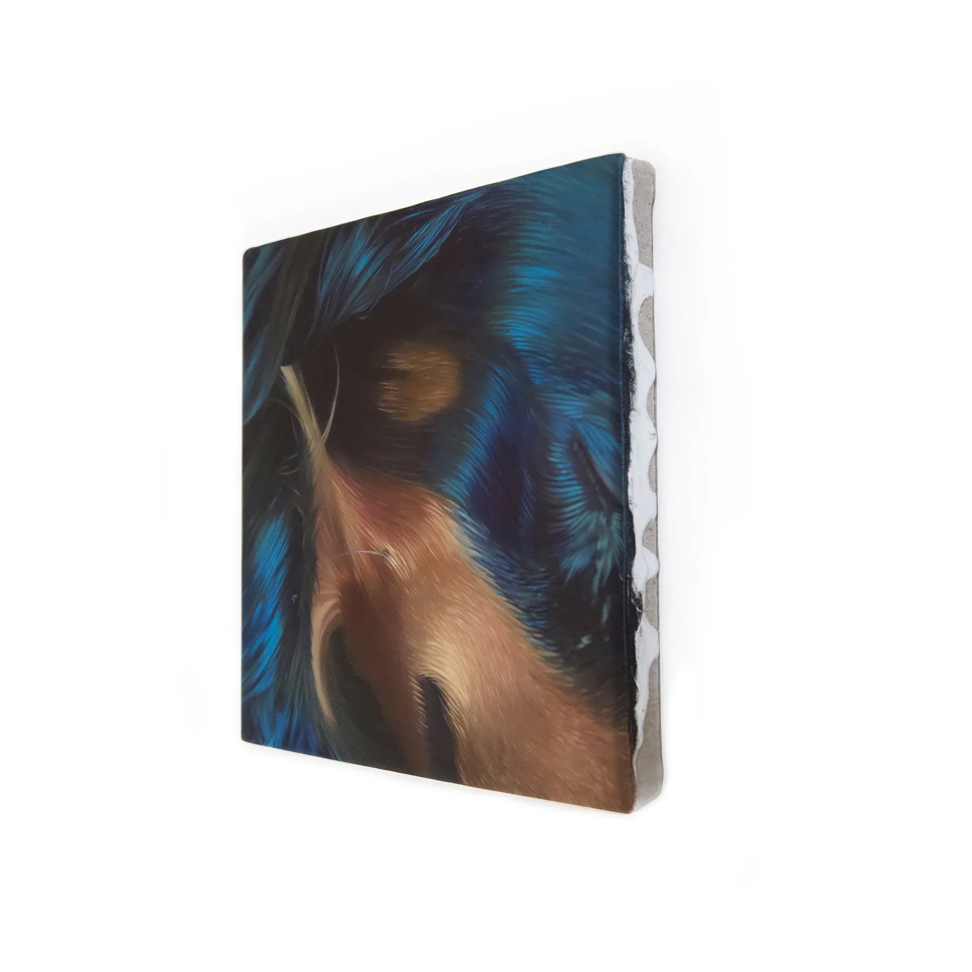  stay | 2018 | oil on linen on panel | 7"x7" | side view 