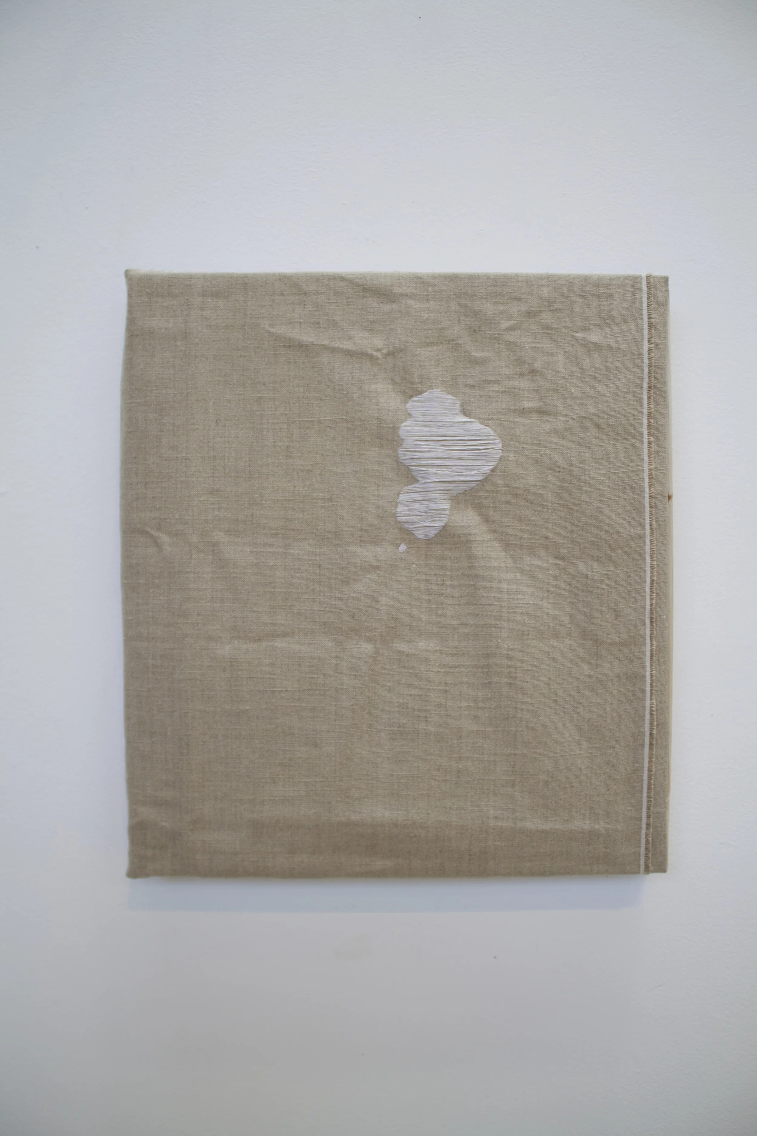  spilt milk   wood, screws, linen, thread  18" x 16" 